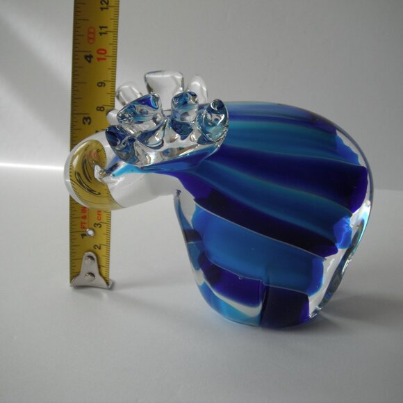 Vintage Murano Style Art Glass Moose Figurine Paperweight Blue/Clear - Picture 3 of 6